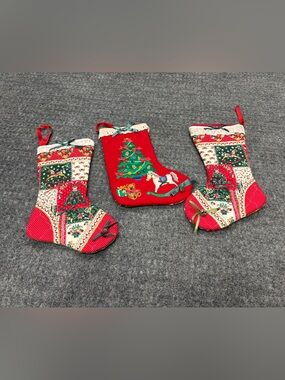 Vintage Hand Quilted Christmas Stockings Rustic Country